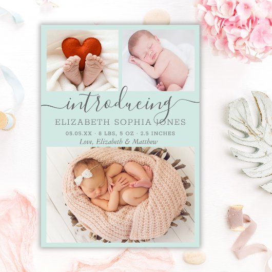 Niedliches Mädchen Geburtshaus Ankündigung Aqua Fo