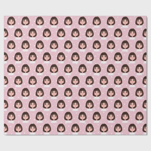 Niedliches Mädchen Geschenkpapier (Flach)