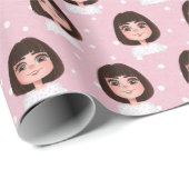 Niedliches Mädchen Geschenkpapier (Rolleneckpunkt)
