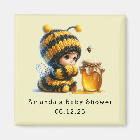 Niedliches Mädchen in Bee Costume mit Honey Baby D Magnet (Vorne)