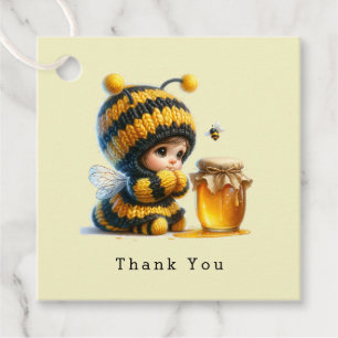 Niedliches Mädchen in Bee Costume mit Honey Danke Geschenkanhänger