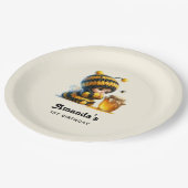 Niedliches Mädchen in Bee Costume mit Honey Geburt Pappteller (Schrägansicht)