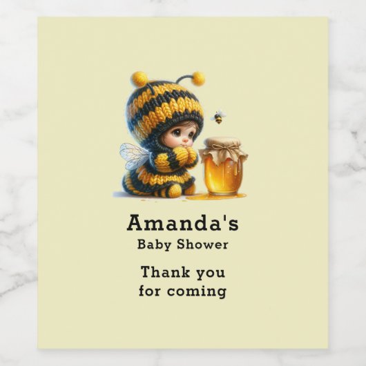 Niedliches Mädchen in Bee Costume mit Honey-Party Weinetikett (Einzelnes Label)