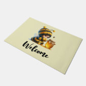 Niedliches Mädchen in BienenKostüm mit Honey Willk Fußmatte (Schrägansicht)