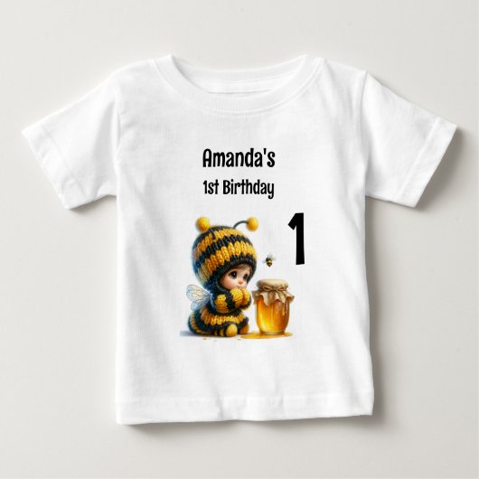 Niedliches Mädchen in BienenKostüm mit Honig 1. Ge Baby T-shirt (Vorderseite)