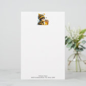 Niedliches Mädchen in BienenKostüm mit Honig Briefpapier (Stehend Vorderseite)