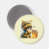 Niedliches Mädchen in BienenKostüm mit Honig Magnet (Vorderseite/Rückseite)