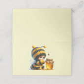 Niedliches Mädchen in BienenKostüm mit Honig Platzkarte (Außenseite Aufgefaltet)