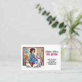 Niedliches Mädchen in Blue Pet Sitter Dog Walker Visitenkarte (Stehend Vorderseite)