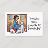 Niedliches Mädchen in Blue Pet Sitter Dog Walker Visitenkarte (Rückseite)