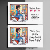 Niedliches Mädchen in Blue Pet Sitter Dog Walker Visitenkarte