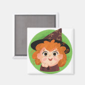 Niedliches Mädchen in einem Hexenkostüm Magnet (Vorderseite/Rückseite)