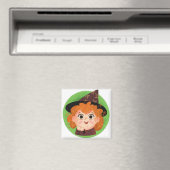 Niedliches Mädchen in einem Hexenkostüm Magnet (In Situ (Geschirrspüler))