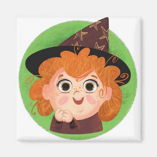Niedliches Mädchen in einem Hexenkostüm Magnet (Vorne)