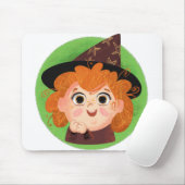 Niedliches Mädchen in einem Hexenkostüm Mousepad (Mit Mouse)