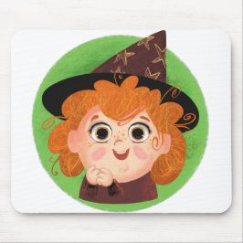 Niedliches Mädchen in einem Hexenkostüm Mousepad