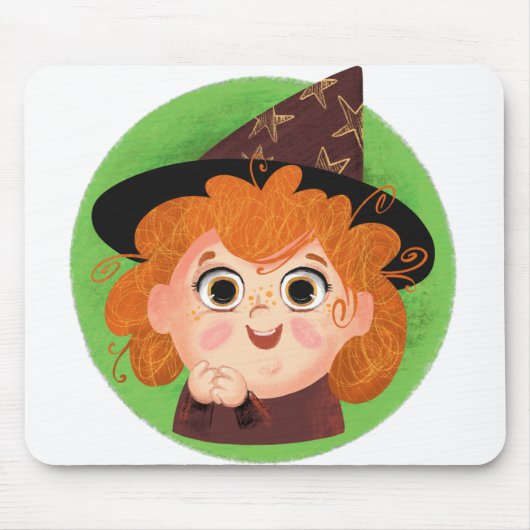 Niedliches Mädchen in einem Hexenkostüm Mousepad (Vorne)