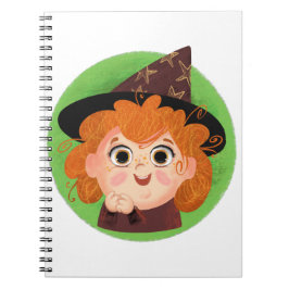 Niedliches Mädchen in einem Hexenkostüm Notizblock