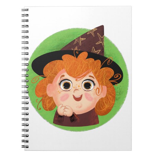 Niedliches Mädchen in einem Hexenkostüm Notizblock (Vorderseite)