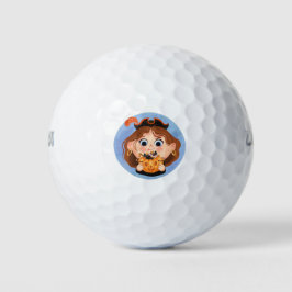 Niedliches Mädchen in einem Piratenkostüm Golfball