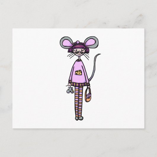 Niedliches Mädchen in Mouse Kostüm Postkarte (Vorderseite)