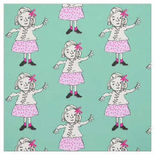 Niedliches Mädchen in Rosa und Minze Stoff