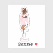 Niedliches Mädchen in rosa Uni, kundenspezifisch g Aufkleber (Blatt)