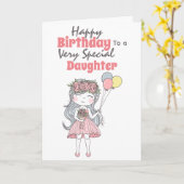 Niedliches Mädchen mit Ballons ganz besondere Gebu Karte (Gelbe Blume)