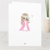 Niedliches Mädchen mit Blume auf Light Blue Birthd Karte (Rückseite)
