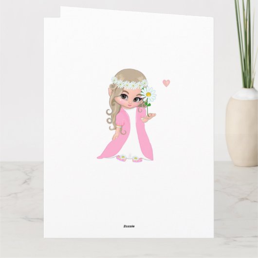 Niedliches Mädchen mit Blume Geburtstagkarte Karte (Rückseite)