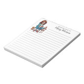 Niedliches Mädchen mit Brille Kaffee und Hund Pers Notizblock (Rotiert)