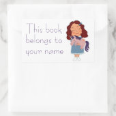 Niedliches Mädchen mit Einhorn-Buchzeichen-Vorlage Rechteckiger Aufkleber (Tasche)