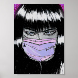 Niedliches Mädchen mit Gesichtsmaske Poster