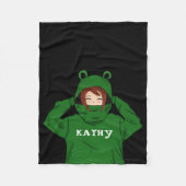 Niedliches Mädchen mit Green Frog Hoody Zeichnend Fleecedecke (Vorderseite)