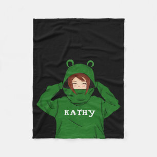 Niedliches Mädchen mit Green Frog Hoody Zeichnend  Fleecedecke