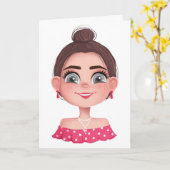 niedliches Mädchen mit großen Augen zum Geburtstag Karte (Gelbe Blume)