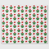 Niedliches Mädchen mit Grünen Weihnachtsmannmütze Geschenkpapier (Flach)