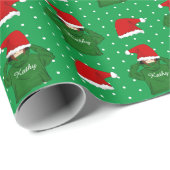 Niedliches Mädchen mit grüner Hoodie Weihnachtsman Geschenkpapier (Rolleneckpunkt)