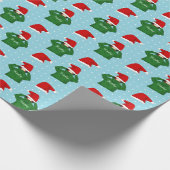 Niedliches Mädchen mit grüner Hoodie Weihnachtsman Geschenkpapier (Ecke)