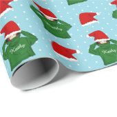 Niedliches Mädchen mit grüner Hoodie Weihnachtsman Geschenkpapier (Rolleneckpunkt)