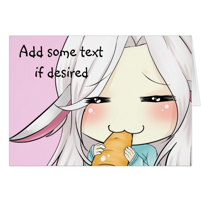 Niedliches Mädchen mit Häschenohren chibi Karte (Vorderseite (Horizontal))