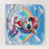 Niedliches Mädchen mit Herz auf einem Cloud-Puzzle Puzzle (Horizontal)