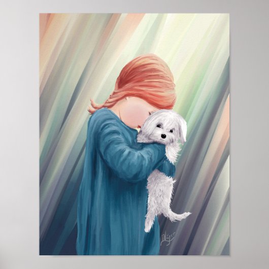 Niedliches Mädchen mit Hund Poster (Vorne)