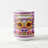 Niedliches Mädchen mit Hut mit bunten Blume, Pumpk Kaffeetasse (Mittel)