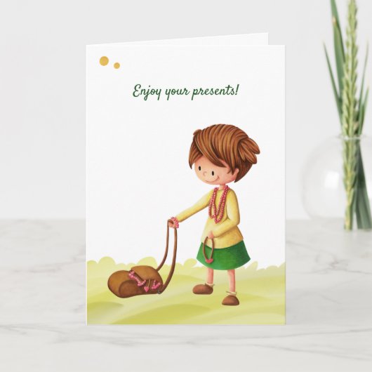 Niedliches Mädchen mit Juwelen Personalisiert Funn Karte (Vorderseite)