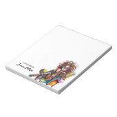 Niedliches Mädchen mit kaffeemfarbenem Personalisi Notizblock (Rotiert)