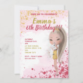 Niedliches Mädchen mit Katzenaquarine Ankündigung (Vorderseite)