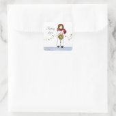 Niedliches Mädchen mit Kranz und Licht Quadratischer Aufkleber (Tasche)