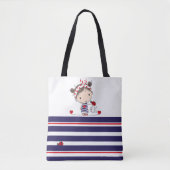 Niedliches Mädchen mit Ladybird Art Striped Kids Tasche (Vorderseite)