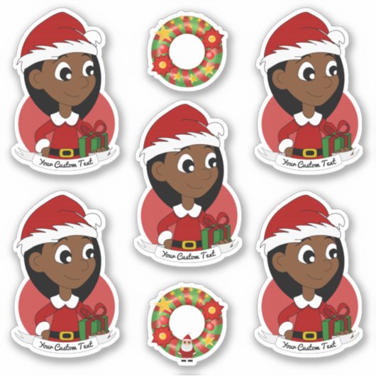 Niedliches Mädchen mit langem schwarzem Haar Carto Aufkleber (Vorderseite)